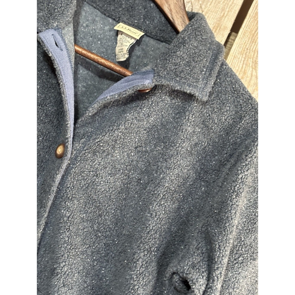 L.L.Bean Women's Fleece Cardigan Jacket Small Blue Button Front - Picture 2 of 6